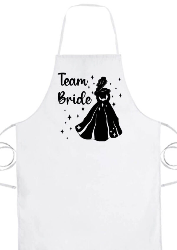 Kötény Team Bride Királynő lánybúcsú fehér