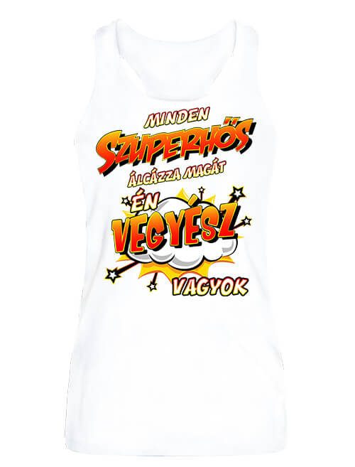 Női ujjatlan póló Szuperhős vegyész fehér Női ujjatlan póló Szuperhős vegyész fehér