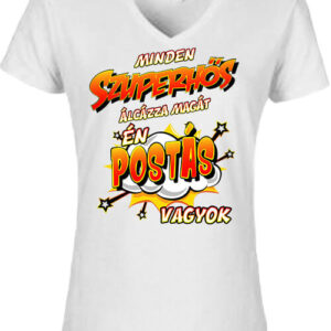 Szuperhős postás – Női V nyakú póló