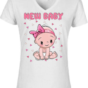 New baby girl – Női V nyakú póló