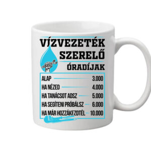 Vízvezeték szerelő óradíj – Bögre