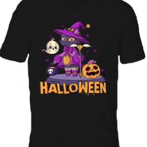 Boszorkány Macska Halloween – Férfi V nyakú póló