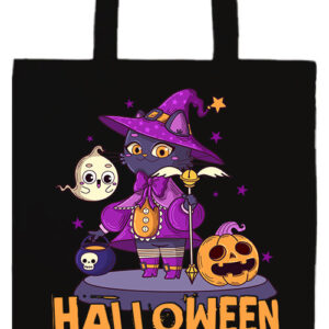 Boszorkány Macska Halloween- Prémium hosszú fülű táska