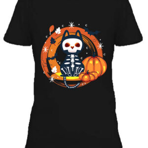 Halloween Macska Csontváz – Női póló