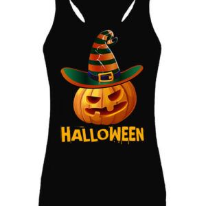 Kalapos Halloween tök – Női ujjatlan póló