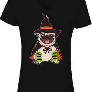 Halloween buldog – Női V nyakú póló
