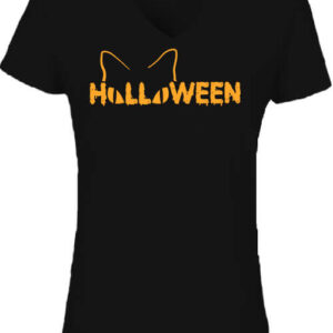 Halloween cat – Női V nyakú póló