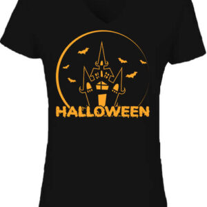 Halloween kastély – Női V nyakú póló