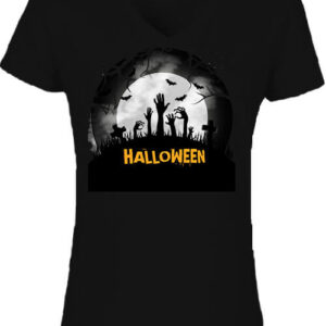 Halloween temető – Női V nyakú póló