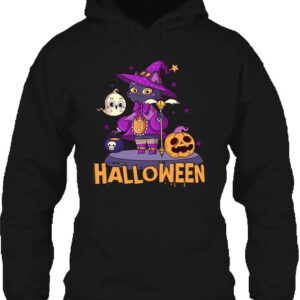Boszorkány Macska Halloween – Unisex kapucnis pulóver