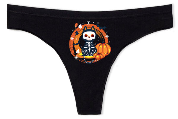 Tanga Halloween macska csontváz fekete