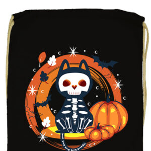 Halloween Macska Csontváz- Prémium tornazsák