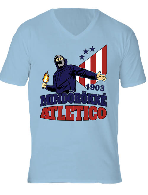 Férfi V nyakú póló Mindörökké Atletico világoskék