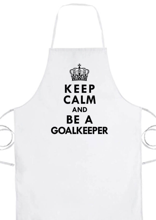 Kötény Keep calm Goalkeeper fehér