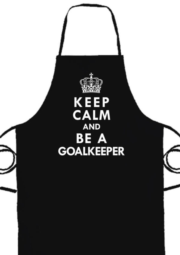 Kötény Keep calm Goalkeeper fekete