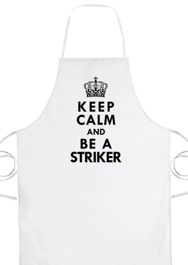 Kötény Keep calm striker fehér