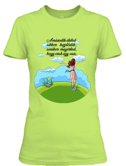 Női póló Második élet almazöld