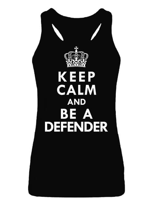 Női ujjatlan póló Keep calm defender fekete