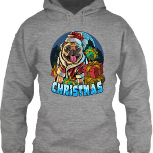 Karácsonyi Mikulás kutya – Unisex kapucnis pulóver