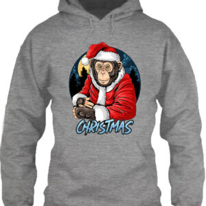Karácsonyi Mikulás majom – Unisex kapucnis pulóver