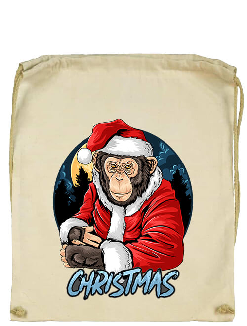 Tornazsák Karácsonyi Mikulás majom natúr