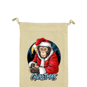 Karácsonyi Mikulás majom – Vászonzacskó kicsi