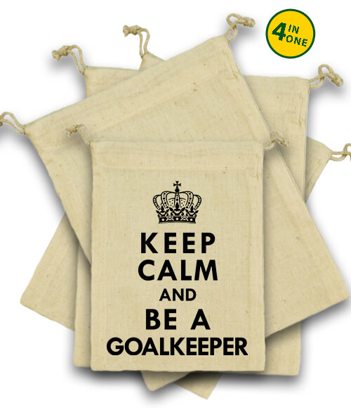 Vászonzacskó szett Keep calm Goalkeeper natúr