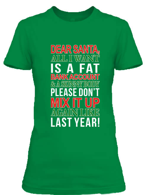 Női póló Dear Santa élénkzöld