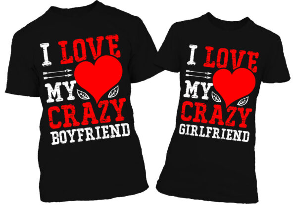 Páros póló I love crazy boyfriend girlfriend fekete