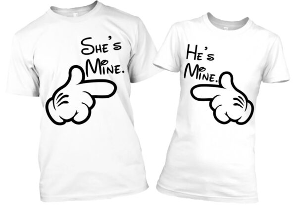 Páros póló she & he is mine fehér