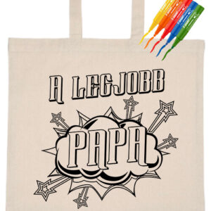 Papa a legjobb – Színezhető basic rövid fülű táska
