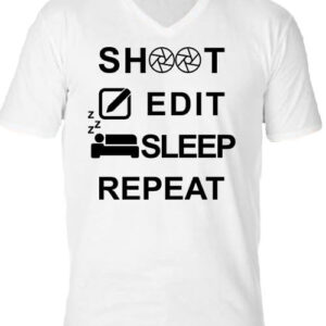 Shoot edit sleep repeat – Férfi V nyakú póló