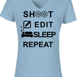 Shoot edit sleep repeat – Női V nyakú póló