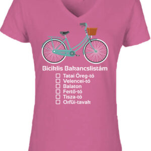 Biciklis bakancslista – Női V nyakú póló