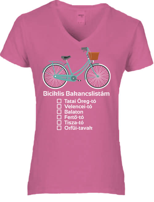 Biciklis bakancslista - Női V nyakú póló