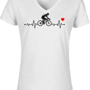 Biciklis EKG – Női V nyakú póló