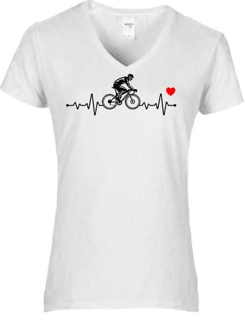 Biciklis EKG - Női V nyakú póló