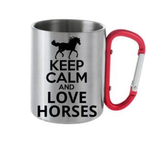 Keep calm and love horses lovas – Karabineres bögre