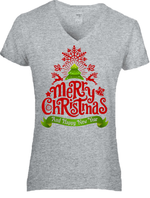 Merry Christmas – Női V nyakú póló