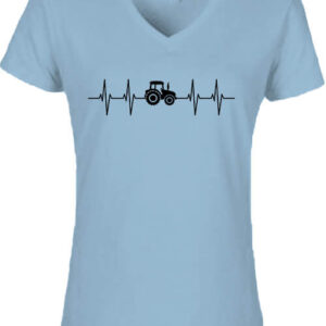 Traktoros EKG – Női V nyakú póló
