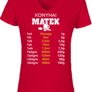Konyhai matek – Női V nyakú póló – XL, Piros