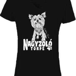 Nagyzoló törpe Yorkshire terrier – Női V nyakú póló