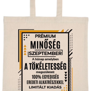 Prémium születésnap szeptember – hosszú vagy rövid fülű vászontáska