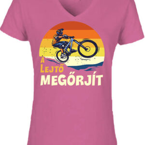 Mountain bike A lejtő megőrjít – Női V nyakú póló