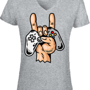 Gamer kontroller – Női V nyakú póló