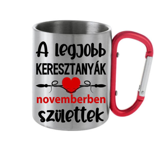 Novemberi keresztanyák Születésnap - Karabineres bögre - Szürke