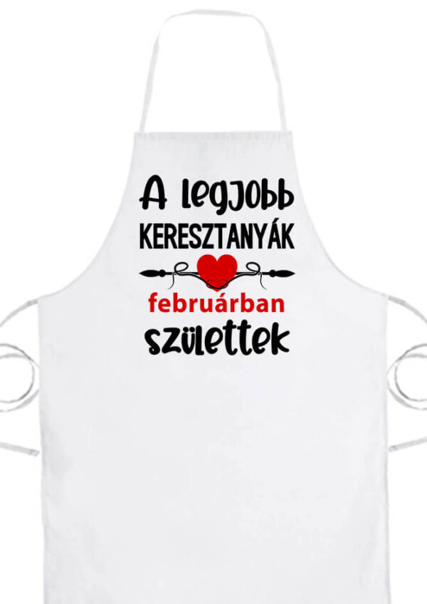 Februári keresztanyák Születésnap- Prémium kötény