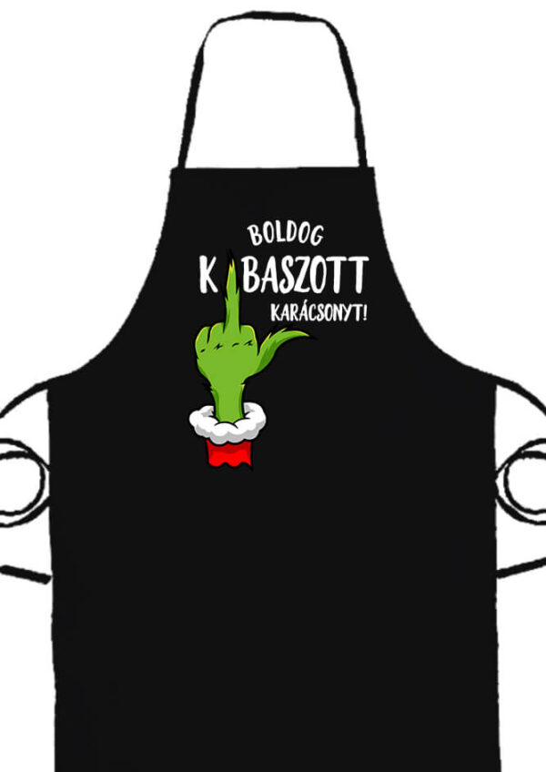 Boldog kibaszott karácsonyt Grincs- Prémium kötény