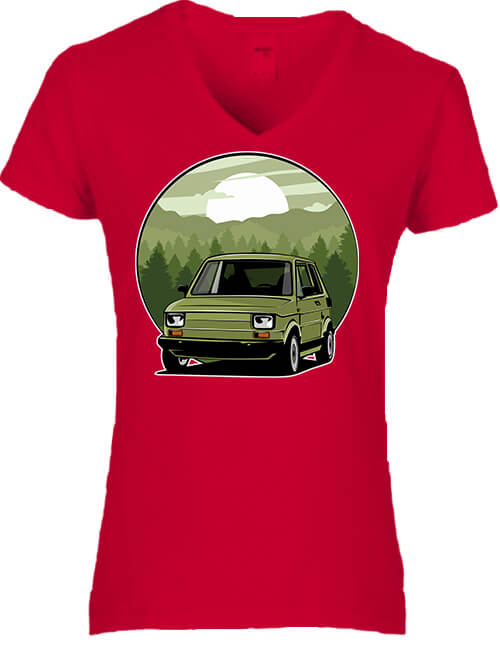 Női V nyakú póló Kis Polski piros Kis Polski - Női V nyakú póló