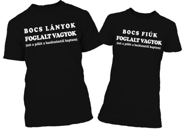 Bocs foglalt vagyok - Páros póló